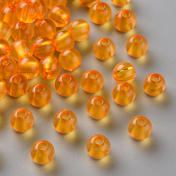 Transparent Acrylic Beads, Round, Orange, 6x5mm, Hole: 1.8mm, about 4400pcs/500g