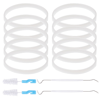 CRASPIRE Cleaning Tool Sets, including 10Pcs Silicone Sealing Rings, 2Pcs Plastic Baby Bottle Brushes and 2Pcs Stainless Steel Double Head Hook & Pick, Mixed Color