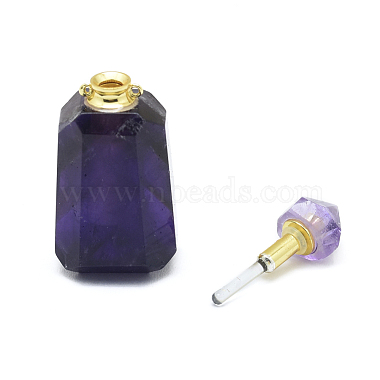 Faceted Natural Amethyst Openable Perfume Bottle Pendants(G-E556-04B)-3