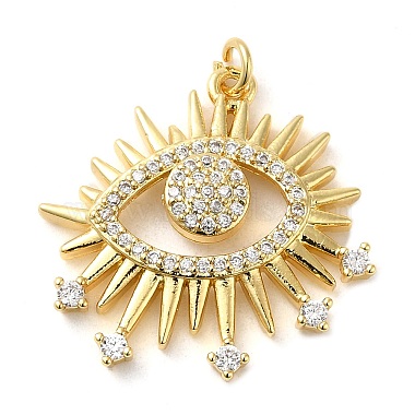 Real 18K Gold Plated Clear Eye Brass+Cubic Zirconia Pendants