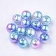 レインボーABSプラスチックイミテーションパールビーズ(X1-OACR-Q174-6mm-02)-1