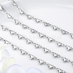 304 Stainless Steel Heart Link Chains, Unwelded, Stainless Steel Color, 10.5x4.5x2mm(CHS-B013-01P)