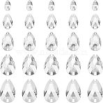 5 Size Sew on Rhinestone, Glass Rhinestone Faceted Cabochons, Teardrop, Double Hole Cabochons, Light Siam AB, 80Pcs/box(RGLA-FG0001-02)