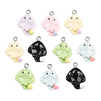 Opaque Resin Pendants, with 201 Stainless Steel Loops, Manta Ray Charms, Mixed Color, 21.5x16.5x6mm, Hole: 1.5mm(RE-CBA5D24-03)