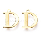 PVD Vacuum Plating  304 Stainless Steel Charms, Long-Lasting Plated, Laser Cut, Alphabet, Golden, Letter.D, 12x9.5x0.8mm, Hole: 1mm(STAS-H112-D-G)
