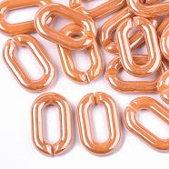 Opaque Acrylic Linking Rings, Quick Link Connectors, for Cable Chains Making, Pearlized, Oval, Dark Orange, 31x19.5x5.5mm, Inner Diameter: 19.5x7.5mm(OACR-S036-006A-H08)
