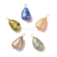 Acrylic Pendants, with Copper & Alloy Findings, Teardrop, Mixed Color, 26~27x14x11mm, Hole: 2~2.5mm(PALLOY-JF01684)