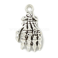 Tibetan Style Alloy Pendants, Cadmium Free & Lead Free, Antique Silver, Skeleton, 39x21.5x8.5mm, Hole: 4mm(FIND-U015-36AS)