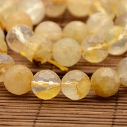 Natural Gemstone Yellow Hematoid Quartz Beads Strands, Ferruginous Quartz, Faceted Round, 12mm, Hole: 1mm, about 32pcs/strand, 15.3 inch(G-N0078-F12mm-10)
