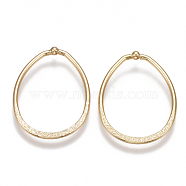 Brass Pendants, Oval, Nickel Free, Real 18K Gold Plated, 44x28x2mm, Hole: 1mm(KK-T038-154G)
