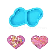 Heart DIY Pendant Silicone Molds, Resin Casting Molds, for UV Resin & Epoxy Resin Jewelry Making, Deep Sky Blue, 35x60.5x7mm, Hole: 3mm, Inner Diameter: 27x31mm(DIY-G062-D02)