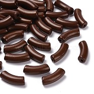 Opaque Acrylic Beads, Curved Tube, Coconut Brown, 34.5x13x11mm, Hole: 3.5mm, about 155pcs/500g(SACR-S677-055)