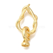 Brass Fold Over Clasps, Twist, Real 18K Gold Plated, 30.5mm, Twist: 21.5x15x3mm, Clasp: 13x6.5x5.5mm(KK-K389-028G)