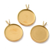 Ion Plating(IP) 304 Stainless Steel Pendant Cabochon Settings, Plain Edge Bezel Cups, Flat Round, Golden, Tray: 18mm, 24.5x19.5x2mm, Hole: 3.5x2mm(X-STAS-I069-37G-18MM)