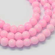 Baking Painted Glass Round Bead Strands, Pink, 8.5~9mm, Hole: 1.5mm, about 100~105pcs/strand, 31.8 inch(DGLA-Q019-8mm-43)