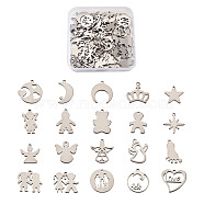 304 Stainless Steel Pendants, Laser Cut, Mixed Shapes, Stainless Steel Color, 100pcs/box(STAS-TA0001-19P)