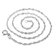 Brass Singapore Chain Necklaces, Water Wave Chain Necklaces, Soldered, Unisex, Platinum, 30 inch(75cm)(NJEW-BB62633-B)