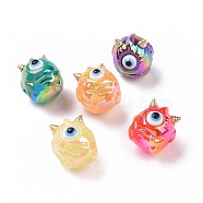 UV Plating Rainbow Iridescent Acrylic Beads, Demon with Evil Eye, Mixed Color, 11.5x13x12mm, Hole: 1.6mm(OACR-A018-03)