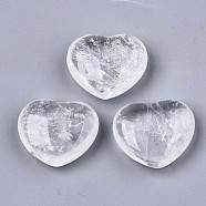 Natural Quartz Crystal Heart Love Stone, Pocket Palm Stone for Reiki Balancing, 20x23x10mm(G-N0326-56J)