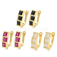 Rack Plating Brass Micro Pave Cubic Zirconia Hoop Earring Findings, Cadmium Free & Lead Free, Long-Lasting Plated, Real 18K Gold Plated, Mixed Color, 18x5mm, Hole: 1.2mm(EJEW-C102-22G)