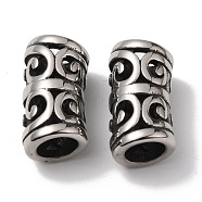 304 Stainless Steel Beads,  Column, Antique Silver, 16x8mm, Hole: 5.5mm(STAS-Z015-27AS)