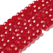 Transparent Glass Beads, Faceted(32 Facets), Round, FireBrick, 8mm, Hole: 1mm, about 72pcs/strand, 20.67 inch(52.5cm)(EGLA-A035-T8mm-D07)