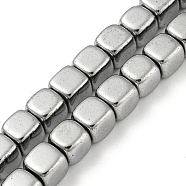 Electroplated Synthetic Non-magnetic Hematite Beads Strands, Cube, Platinum Plated, 8~8.2x7.9~8.2x7.9~8.2mm, Hole: 1mm, about 49pcs/strand, 15.94''(40.5cm)(G-Z032-F02-07P)
