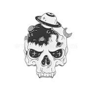 Alloy Enamel Brooches, Skull, Black, 30x20mm(SKUL-PW0002-120A)
