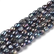 Natural Cultured Freshwater Pearl Beads Strands, Rice, Dyed, Dark Slate Blue, 6~9x4.5~6mm, Hole: 0.5mm, about 48pcs/strand, 13.98 inch(35.5cm)(PEAR-L033-30F)