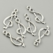 Tibetan Style Alloy Pendants, Musical Note, Antique Silver, 26x10x1.5mm, Hole: 1.8mm(FIND-CJC0017-23E-AS)