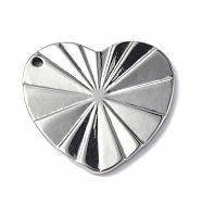 304 Stainless Steel Pendants, Heart Charm, Stainless Steel Color, 22.5x25x2mm, Hole: 1.5mm(STAS-B034-03P)