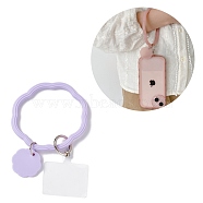 Silicone Loop Phone Lanyard, Wrist Lanyard Strap with Plastic & Alloy Keychain Holder, Lilac, 19.5cm(KEYC-E029-03E)