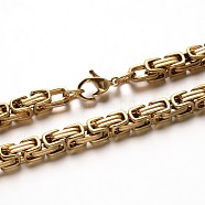 Trendy 304 Stainless Steel Byzantine Chain Bracelets, with Lobster Clasps, Golden, 8-1/4 inch(210mm)(BJEW-L510-10)