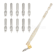 Gorgecraft Resin Calligraphy Oblique Nib Pen Holder, with Removable Brass Flange and 304 Stainless Steel Nibs, Clear, 17cm, 13pcs/set(FIND-GF0001-33C)