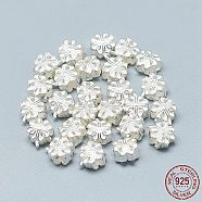 925 Sterling Silver Beads, Four Leaf Clover, Silver, 8x7x5mm, Hole: 2.5mm(STER-T002-75S)