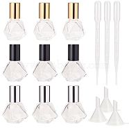 DIY Perfume Bottle Kits, with Glass Essential Oil Empty Perfume Bottle, Plastic Funnel Hopper & Dropper, Mixed Color, Bottles Capacity: about 8ml, 9pcs/set(DIY-GF0001-27)