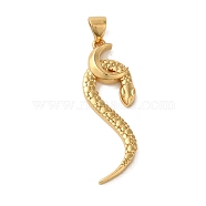 Brass Pendant, Real 18K Gold Plated, Snake, 33x13x3mm, Hole: 5x3.5mm(KK-R162-036B-G)