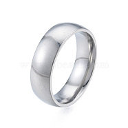 201 Stainless Steel Plain Band Finger Ring for Women, Stainless Steel Color, Inner Diameter: 17mm(RJEW-N043-09P)