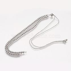 Brass Bead Chain Necklace Making, Real Platinum Plated, Real Platinum Plated, 15.5~16.5 inch(39~41cm)(NJEW-F151-01P)