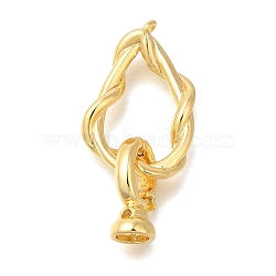 Brass Fold Over Clasps, Twist, Real 18K Gold Plated, 30.5mm, Twist: 21.5x15x3mm, Clasp: 13x6.5x5.5mm(KK-K389-028G)