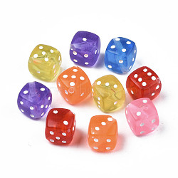 Transparent Acrylic Beads, Craft Style, Dice, Mixed Color, 10x10x10mm, Hole: 1.2mm, about 1000pcs/500g(MACR-N012-02)