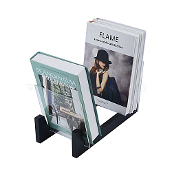 Foldable Acrylic Record Album Display Stands, Vinyl Record Storage Holder with Wood Bases, Black, 35x17.8x19cm(ODIS-WH0086-118B)