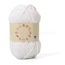 Soft Crocheting Yarn, Thick Knitting Yarn for Scarf, Bag, Cushion Making, White, 0.5~1mm, about 131.23 Yards(120m)/Skein(PW-WG3CD10-01)