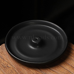 Ceramic Incense Burners, Flat Round Incense Stick Holders, Home Office Teahouse Zen Buddhist Supplies, Black, 105x20mm(PW-WG323A2-10)