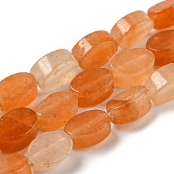 Natural Red Aventurine Beads Strands, Flat Oval, 6~6.5x4~4.5x2.5mm, Hole: 0.6mm, about 64pcs/strand, 15.94''(40.5cm)(G-M420-H13-03)