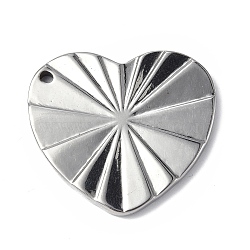 Non-Tarnish 304 Stainless Steel Pendants, Heart Charm, Stainless Steel Color, 22.5x25x2mm, Hole: 1.5mm(STAS-B034-03P)