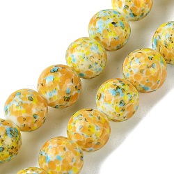 Handmade Lampwork Beads Strands, Round, Orange, 12x11mm, Hole: 1.2mm, about 33pcs/strand, 14.96''(38cm)(LAMP-A003-02B)