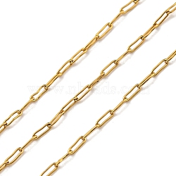 Ion Plating(IP) 304 Stainless Steel Chains, Paperclip Chains, Soldered, with Spool, Golden, 2.7x0.8x0.25mm(CHS-E031-01B-G)