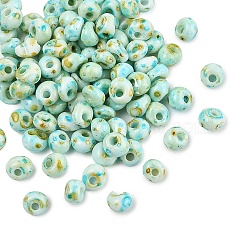 Picasso Glass Seed Beads, Round Hole, Teardrop, Spring Green, 5x4.5x4mm, Hole: 1.4mm, 120pcs/set(SEED-Q038-03I)