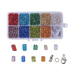 DIY Jewelry Making Kit, with 11/0 Two Cut Glass Seed Beads, Brass Lobster Claw Clasps, Iron Jump Rings & Bead Tips Knot Covers, Mixed Color, 13.5x7x3cm(DIY-JP0005-50)